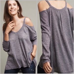 Anthropologie Deletta Hi-Low Cold Shoulder Sweater